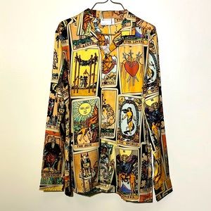 Tarot Card Shirt Men’s 100% Polyester Shirt. Feels like silk. Rare.